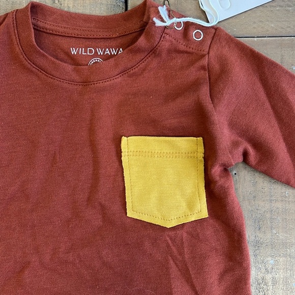 Wild Wawa rust long sleeve pocket tee nwt - Picture 2 of 5
